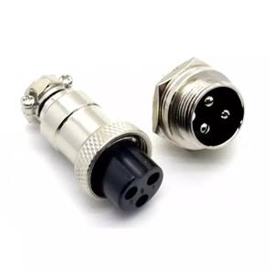 Conector Circular Macho x Fêmea 3 Vias 19.00.0262 MxF 3 vias 