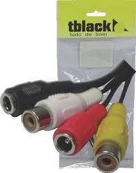 Cabo 2 RCA Fêmea x 2 Jack P4 30.00.0084 CABO P-3 ST + USB FEMEA 30CM 0