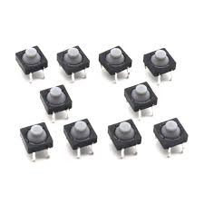 Chave TACT 8mmX8mm 4 e 2 terminal emborrachado 43.00.0275 CHAVE TACT 8MMX8MM 4 E 2 TERM.