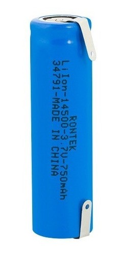 Bateria 3,7V 750MAH 14500 recarregável com terminal 69.00.0084 34791