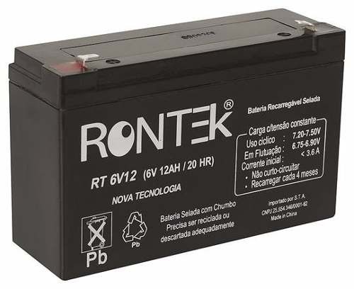 Bateria Selada 6V 12A Rontek 70.00.0007 BATERIA 6V 12 A SELADA