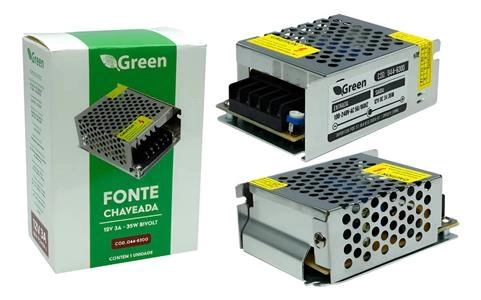 FONTE CHAVEADA  12V - 3A - 35W METALICA 37.00.0203 FONTE CHAVEADA  12V - 3A - 35W 
