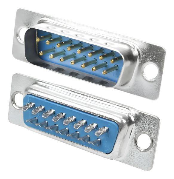 Conector DB-15 macho 2 fileiras de pinos 41.00.0105 CONECTOR DB-15 MACHO 2 FILEIRA