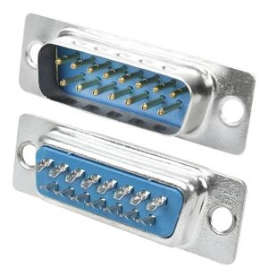 Conector DB-15 macho 2 fileiras de pinos 41.00.0105 CONECTOR DB-15 MACHO 2 FILEIRA 