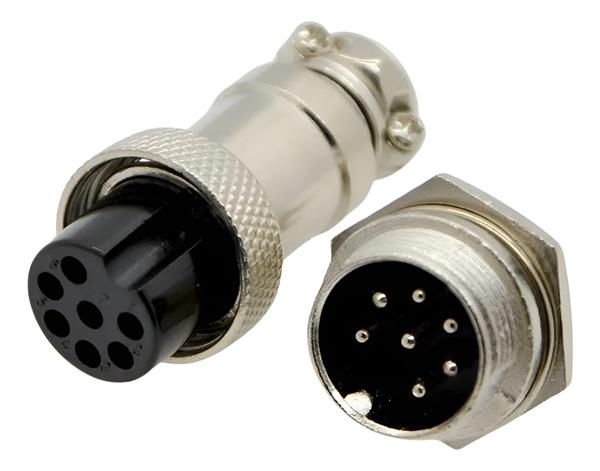 Conector Circular Macho x Fêmea 7 Vias 19.00.0222 MxF 7 vias