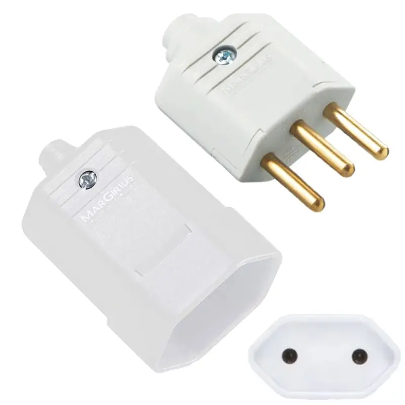Plugue Macho e Fêmea 3P 10A Branco