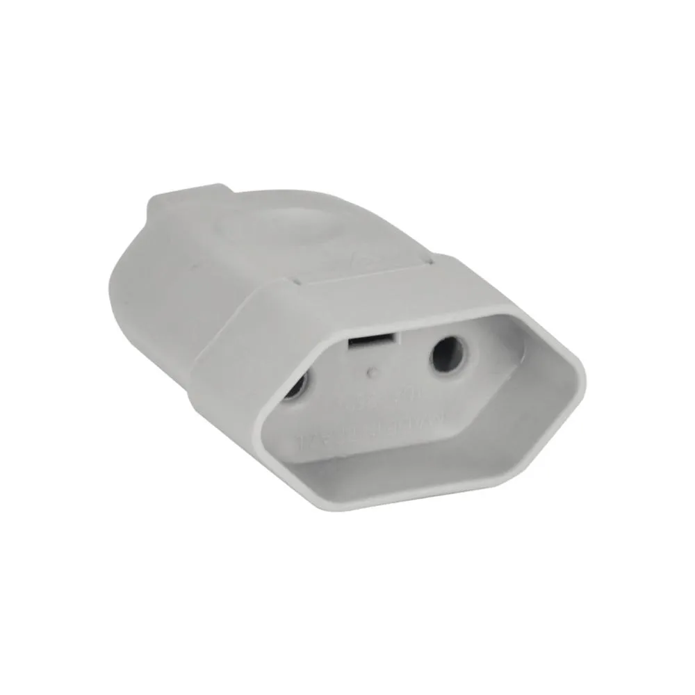 Plugue Fêmea 2P 10A Cinza 54.00.0030 10A 2 PINOS CINZA