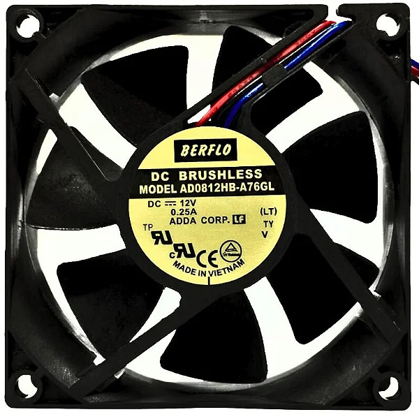 MICROVENTILADOR 80X80X25 12VDC 0.25A 3 FIOS 40.00.0038 80X80X25 12VDC 0.25A
