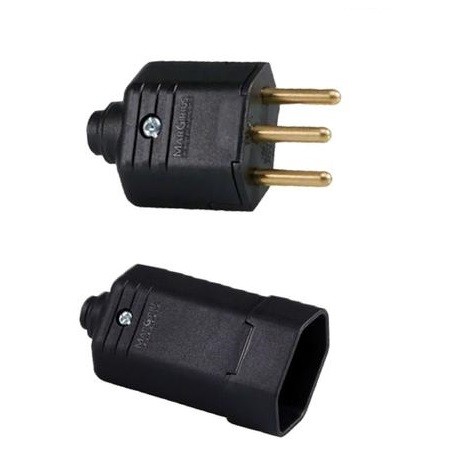 Plugue Macho e Fêmea 3P 10A Preto