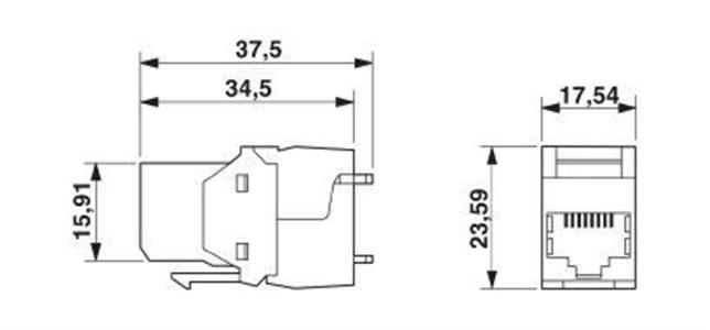 Elemento de soquete RJ45 VS-08-BU-RJ45-6/KA/LSA - 1653168 77.00.0139 1653168 - PHOENIX 