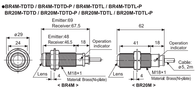 Sensor de Barreira BR20M-TDTD 55.00.0214 BR20M-TDTD 