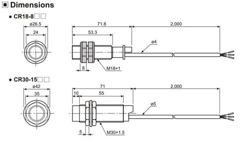Sensor CR18-8DP Autonics 55.00.0002 CR-18-8DP 