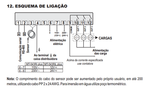 MT-543Ri plus Termostato Digital Full Gauge 74.00.0003 MT-543Ri plus 115-230VAC 