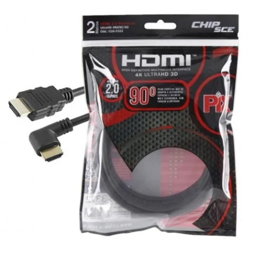 CABO HDMI 90 GRAUS 2M 4K 018-3322